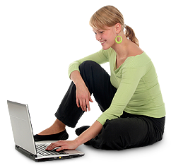 woman using a laptop. 